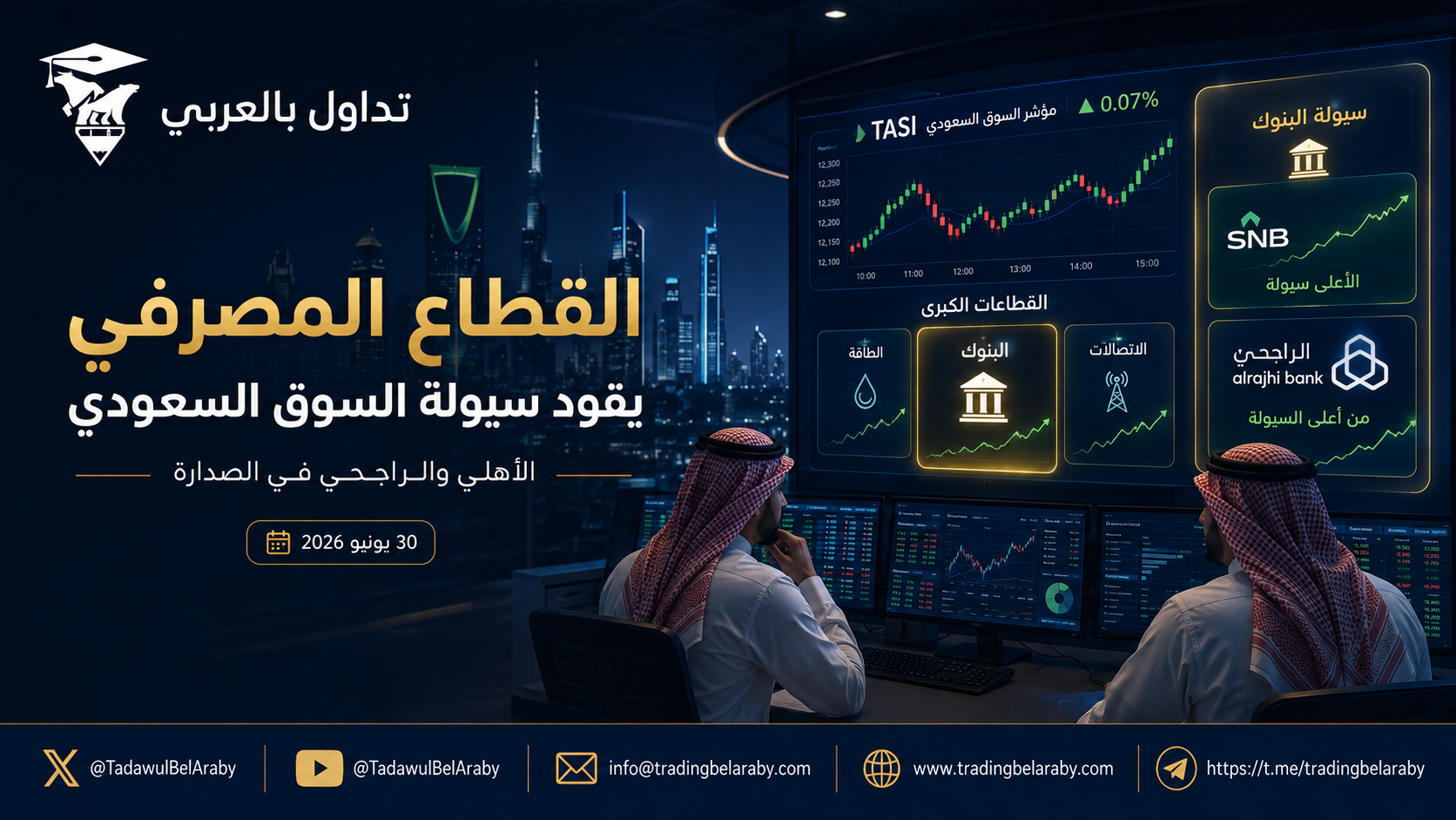 القطاع المصرفي يقود سيولة السوق السعودي.. و"الأهلي" و"الراجحي" في الصدارة📊